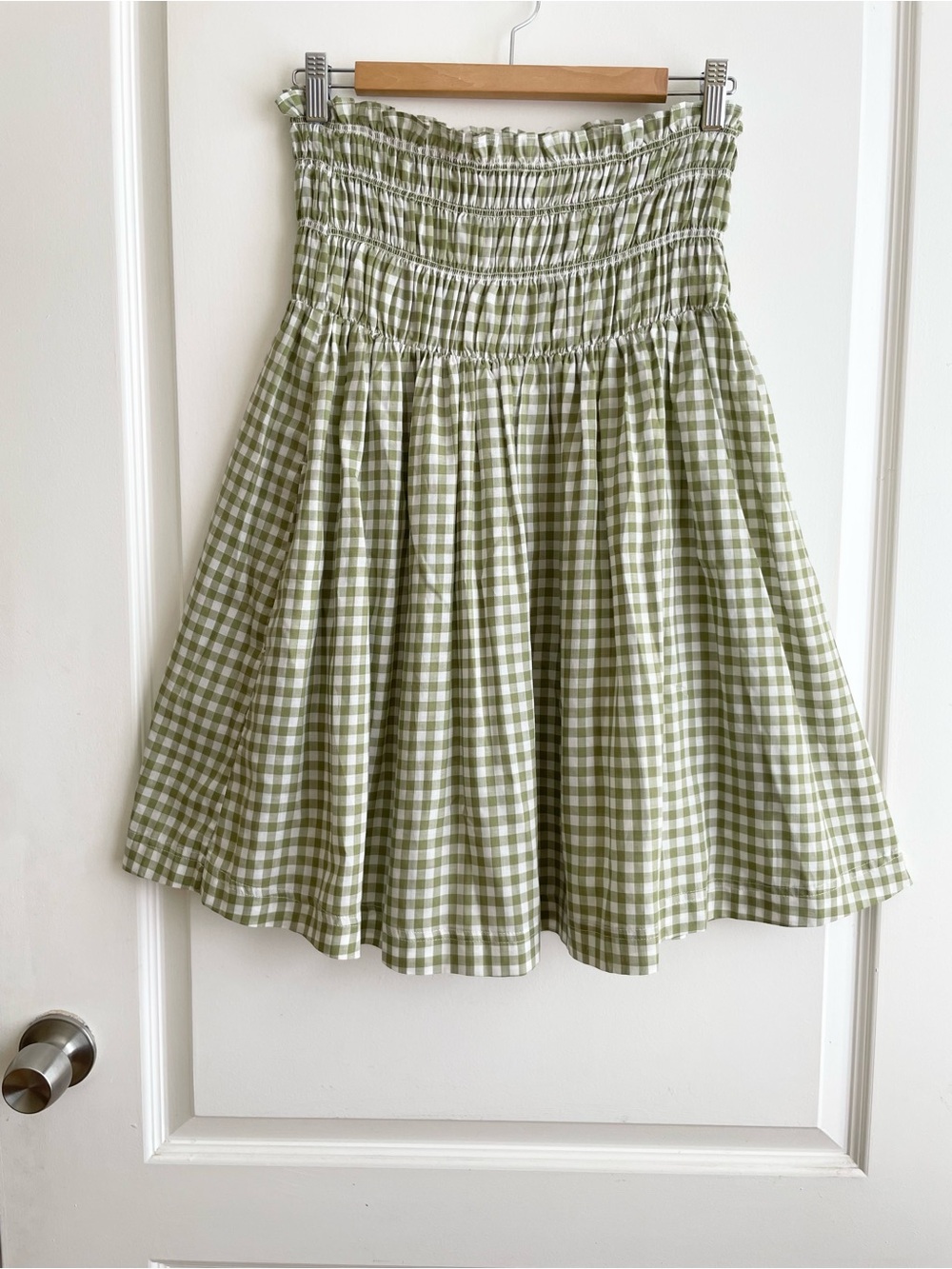 La Maregold The Ruby Dress In Green Gingham Strapless Smocked Mini Size Small